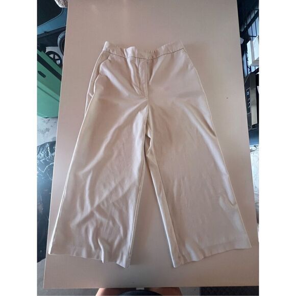 Zara Basic White Wide Leg Crop Pants Womens Size S (A) - Picture 2 of 12